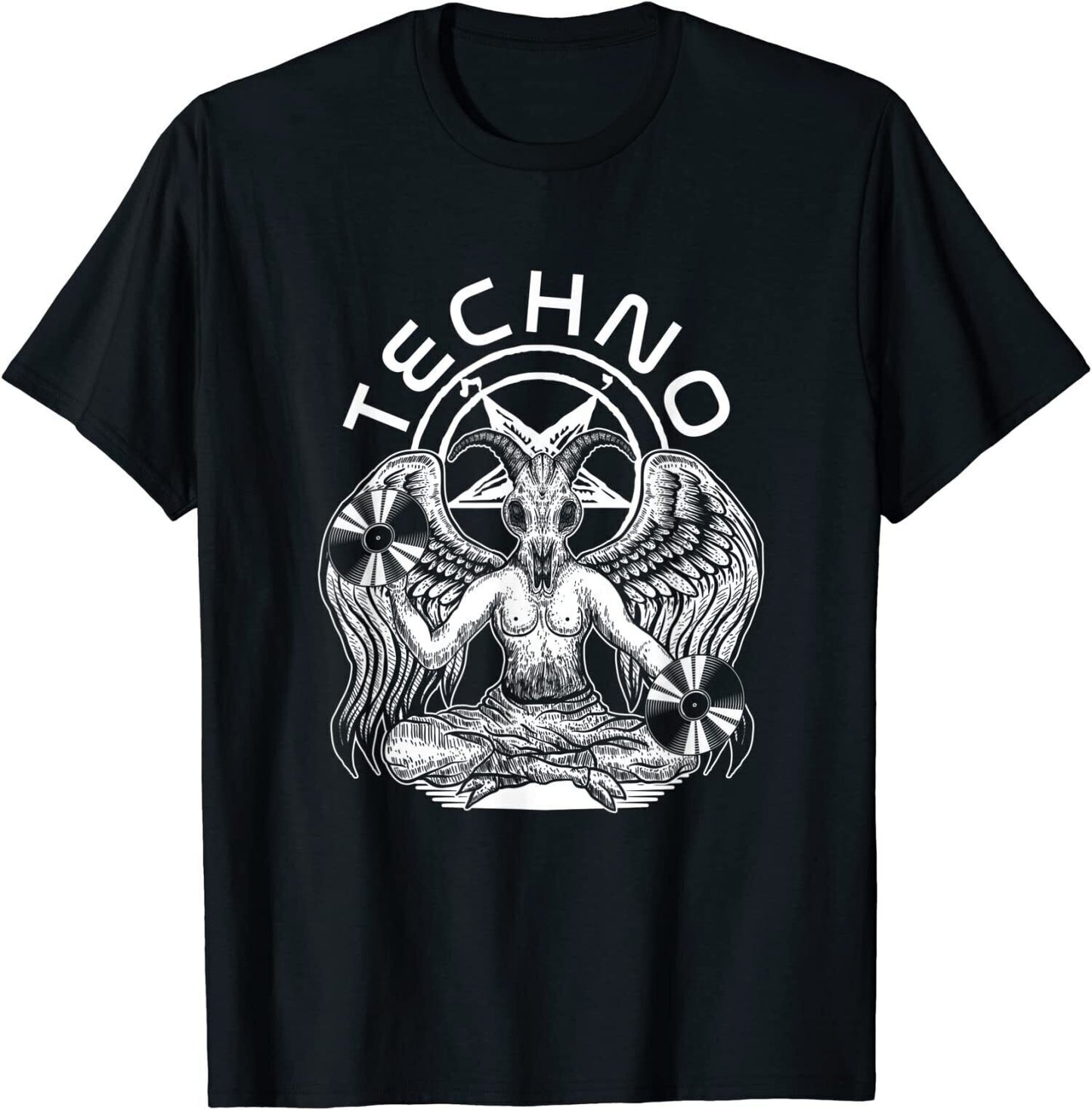 NEW Techno Satanc Goat Satanism Rave Trance EDM O-Neck Cotton T Shirt Men Casual Short Sleeve Tees Tops Harajuku Streetwear