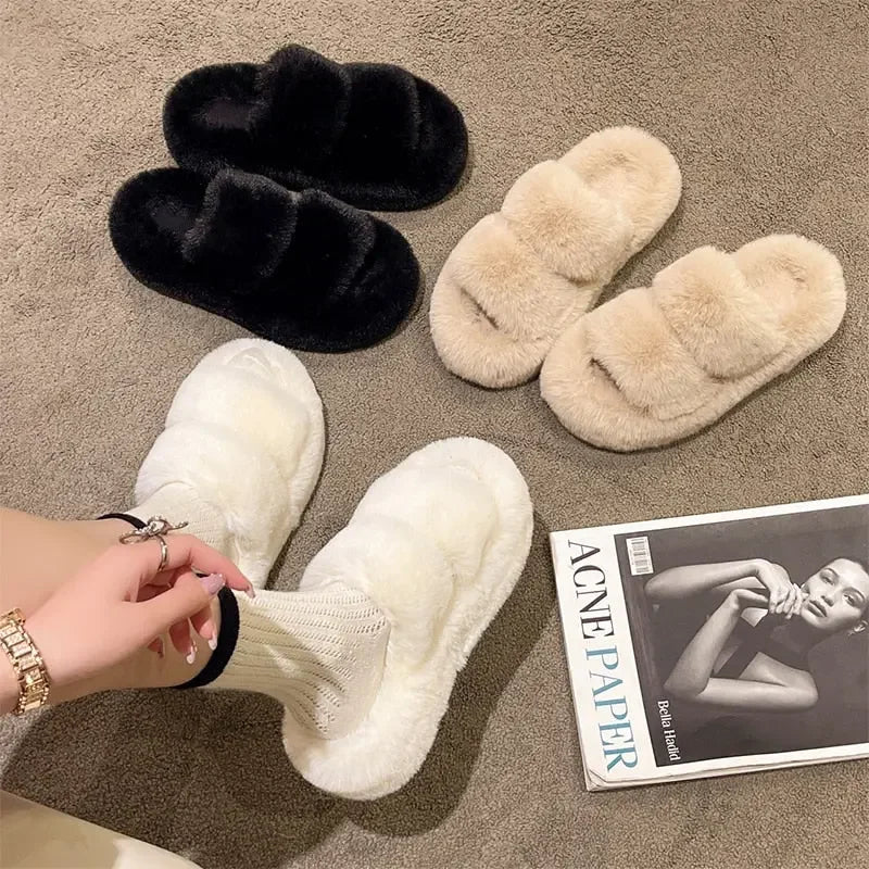 Fluffy Platform Slippers