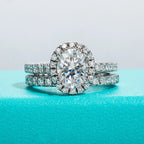 Wedding Band 2ct Total 2.648ct Oval Cut D Color Moissanite Ring Set