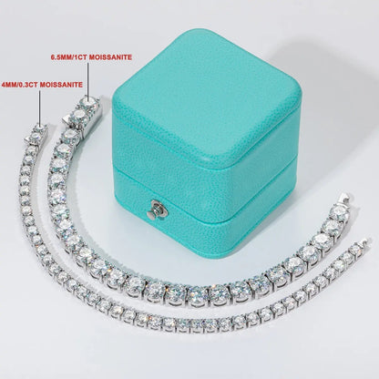Luxurious 6.5mm 24-29cttw D Color Moissanite Diamond Tennis Bracelet 925 Sterling Silver