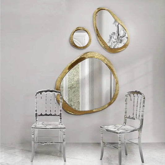 Aesthetic Vintage Mirror Living Room Sticker Irregular Nordic Large Mirror Model Wall Gold Specchio Da PareteHome Ornaments