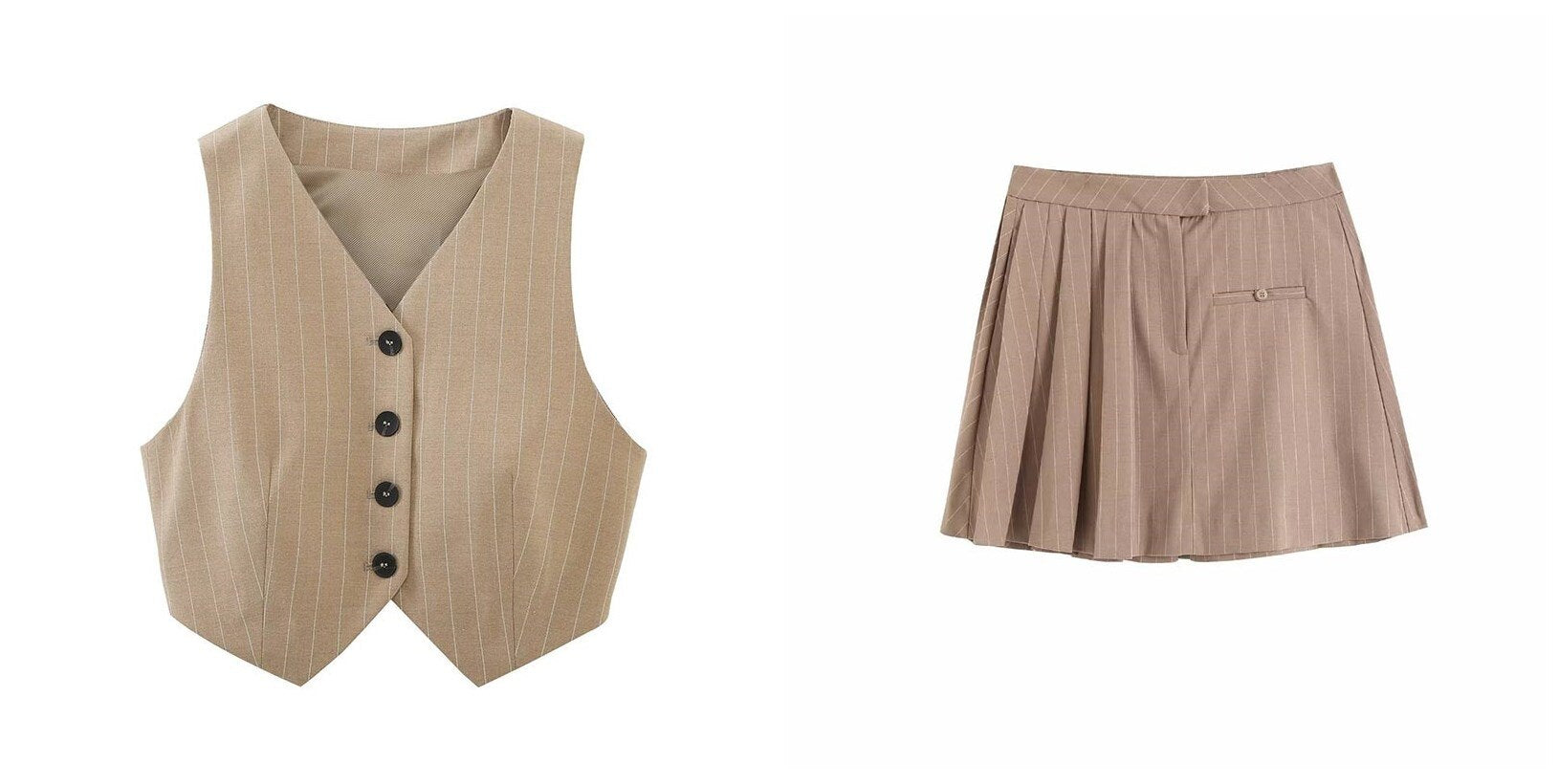 Spring Cropped Vest & Mini Pleated Skirt Outfit