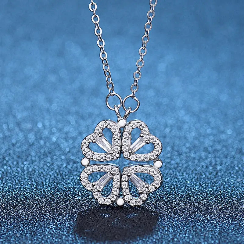 TIKTOK Heart Shape Folding Crystal Necklace