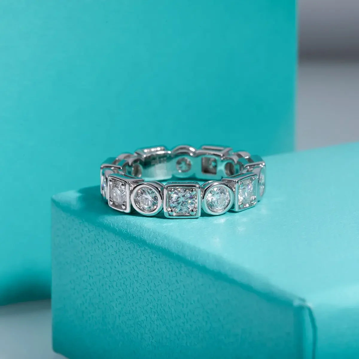 Girlfriend Love Ring 3.5mm D Color Moissanite Wedding Band Ring 925 Silver Eternity Band