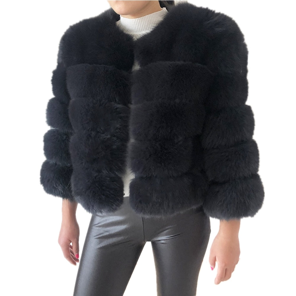 Long Sleeves Short Faux Fur Coat