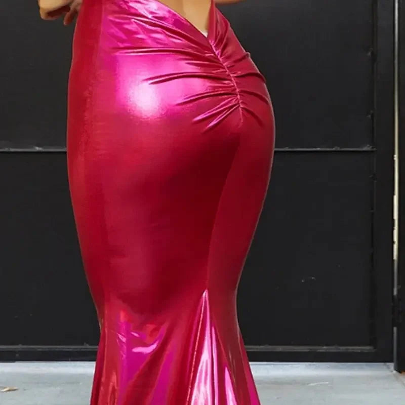 Spaghetti Strap V-neck Cocktail Dresses Backles Slim fit Mermaid Party Sweep Train Elegant bright color Long Evening Dresses