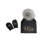 newborn baby photography props cotton beanie with detachable pompom hat beanie bonnet with gloves foot covers princess prince