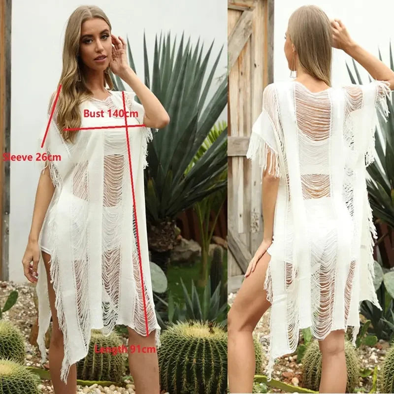 Lacy Long Bikini Beach Tunic Cover Up - LUXLIFE BRANDS