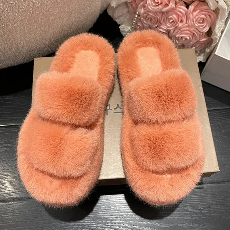 Fluffy Platform Slippers
