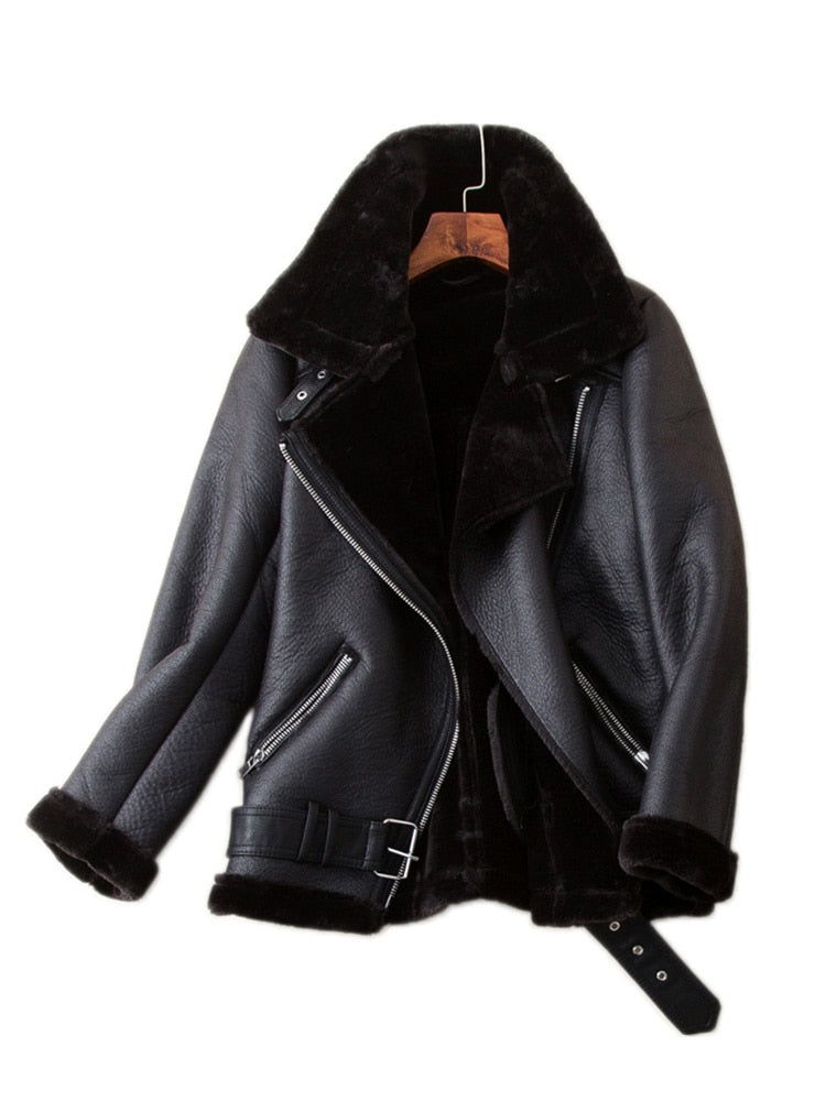 Soft Faux Leather Winter Jacket