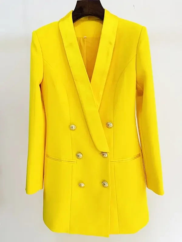 Long Sleeve Satin Collar Blazer Dress