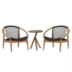 Garden 3 Piece Woven Rope Patio Furniture Set with Cushions, All Weather Patio Conversation Bistro Set Outdoor Table and Chairs