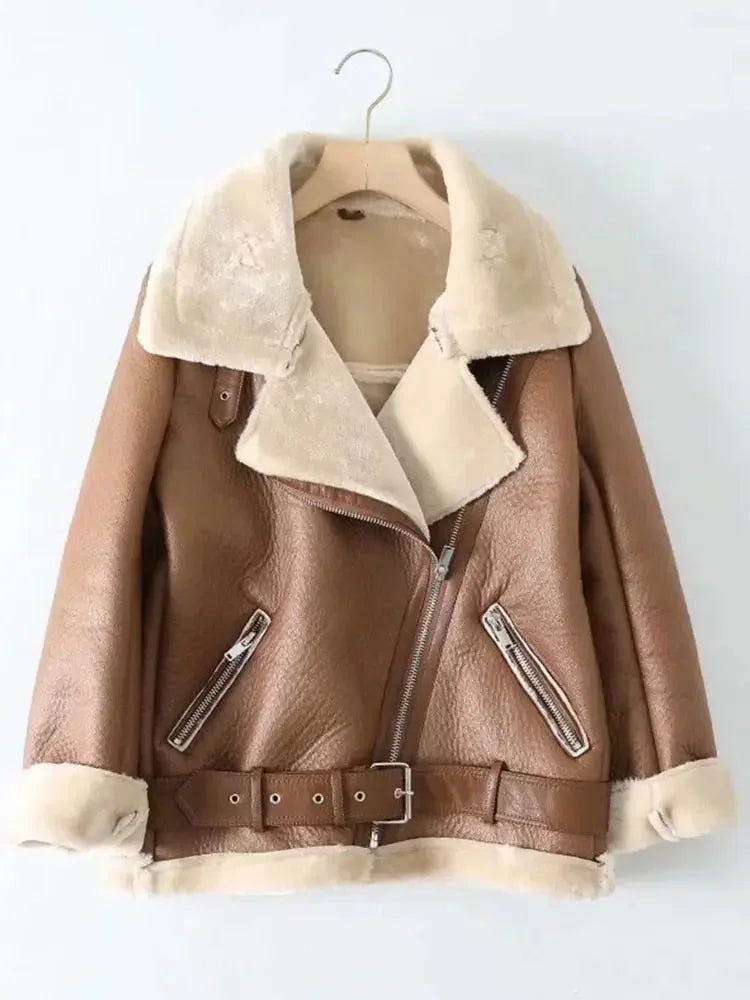Soft Faux Leather Winter Jacket