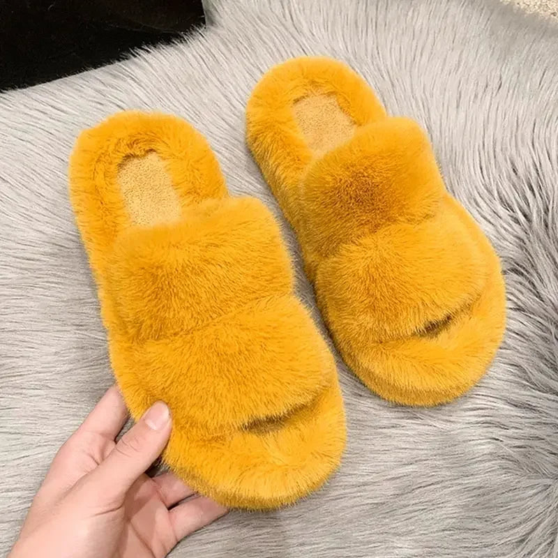 Fluffy Platform Slippers