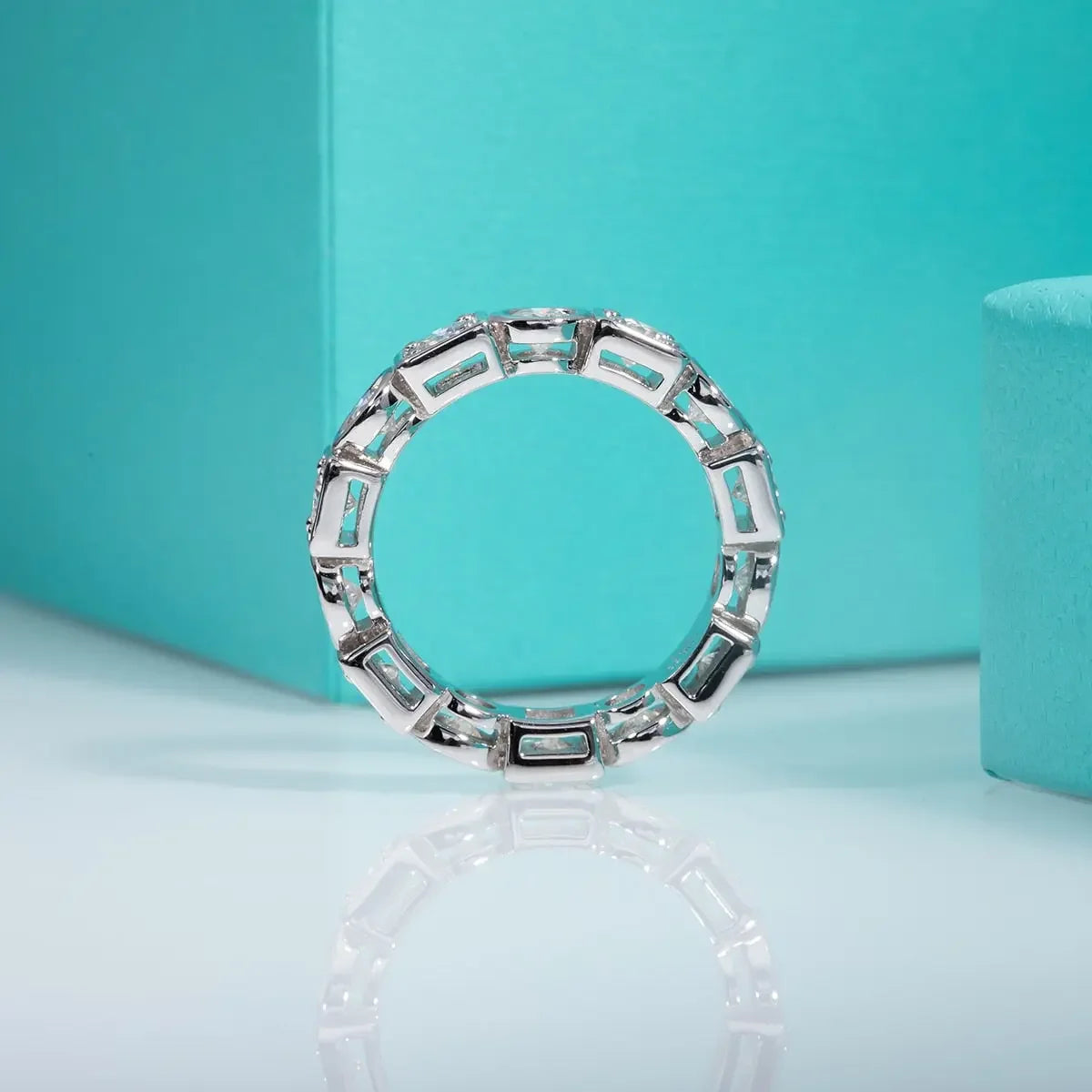 Girlfriend Love Ring 3.5mm D Color Moissanite Wedding Band Ring 925 Silver Eternity Band