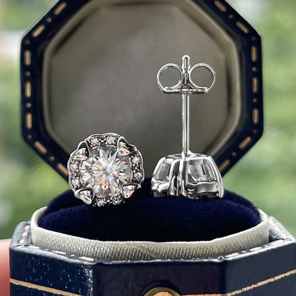 Precious 1 Carat Total D Color Moissanite Diamond Heart Stud Earrings 925 Sterling Silver