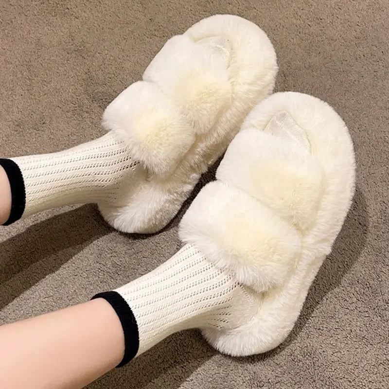 Fluffy Platform Slippers