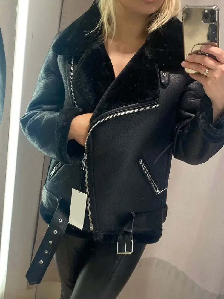 Soft Faux Leather Winter Jacket