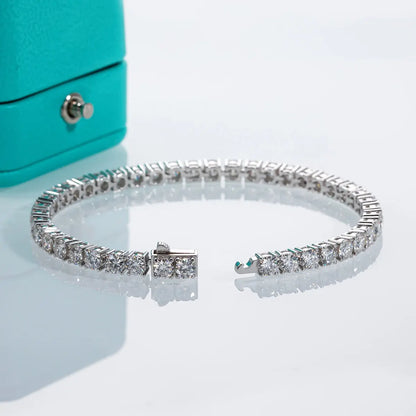 Luxurious 6.5mm 24-29cttw D Color Moissanite Diamond Tennis Bracelet 925 Sterling Silver
