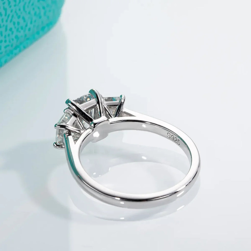 LUX 1.8ctw Emerald Cut D Color Moissanite Ring 18K Gold Plated 925 Sterling Silver