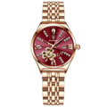 Luxury Wine Red Quartz Waterproof Stainless Watch