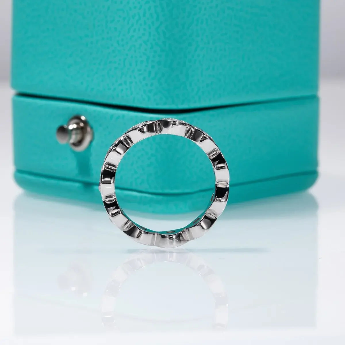 Girlfriend 3.5mm VVS1 D Color Moissanite Diamond Eternity Wedding Band Ring 925 Sterling Silver