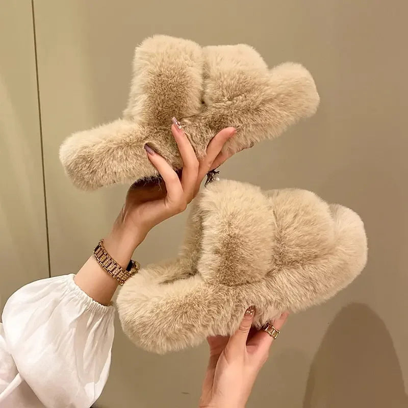 Fluffy Platform Slippers