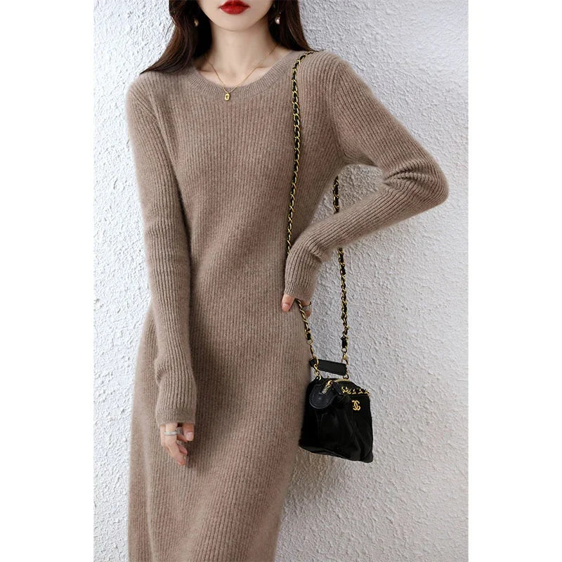 Vienna Cashmere Sweater Dress 100% Merino Wool LUXLIFE BRANDS