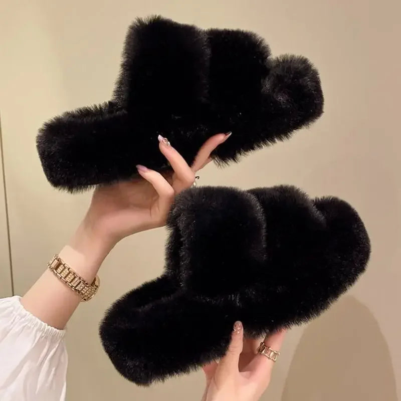 Fluffy Platform Slippers
