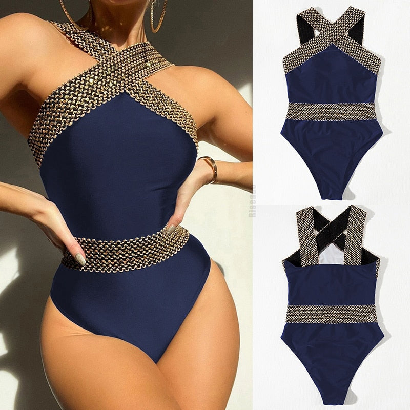 Riseado Sexy Push Up Swimsuit One Piece Swimwear Women 2023 Black Bathing Suit Stitch Detail One-pieces Swimming Suit for Women
