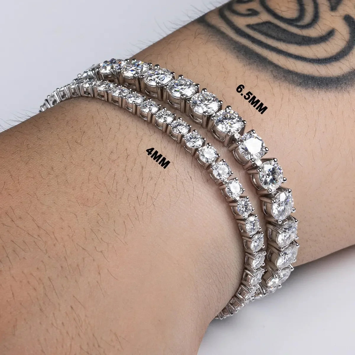 Luxurious 6.5mm 24-29cttw D Color Moissanite Diamond Tennis Bracelet 925 Sterling Silver