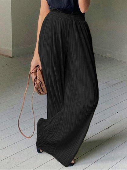 Palazzo Casual Pleated Wide Leg Pants Sets