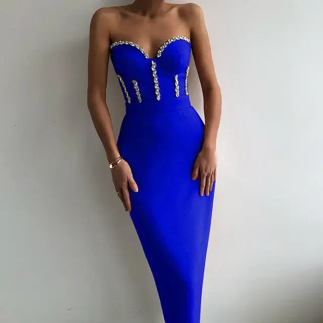 Sexy Strapless Bodycon Evening Dress - LUXLIFE BRANDS