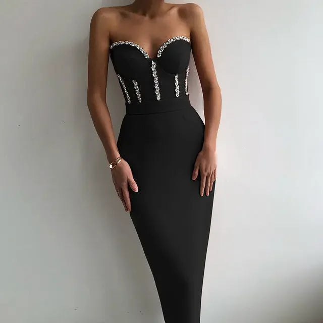 Sexy Strapless Bodycon Evening Dress - LUXLIFE BRANDS