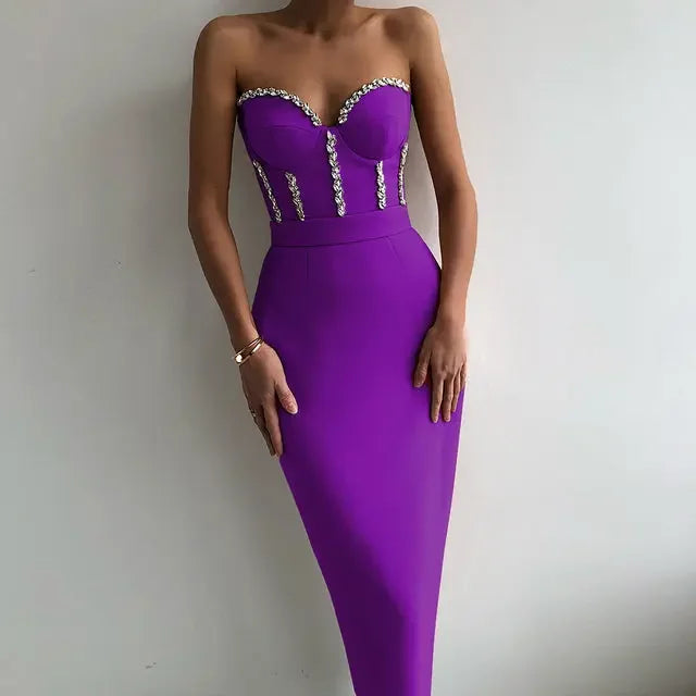 Sexy Strapless Bodycon Evening Dress - LUXLIFE BRANDS