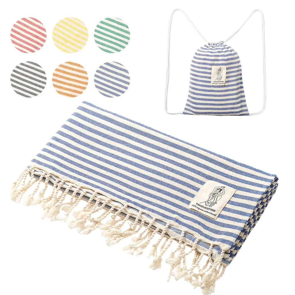 YEUZLICOTTON Hot Sale luxury Striped Tassel 100% cotton sauna spa bath towel For Home 100*180CM Travel Turkish Large beach towel