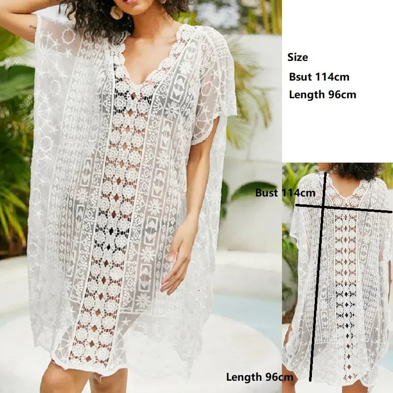 Lacy Long Bikini Beach Tunic Cover Up - LUXLIFE BRANDS