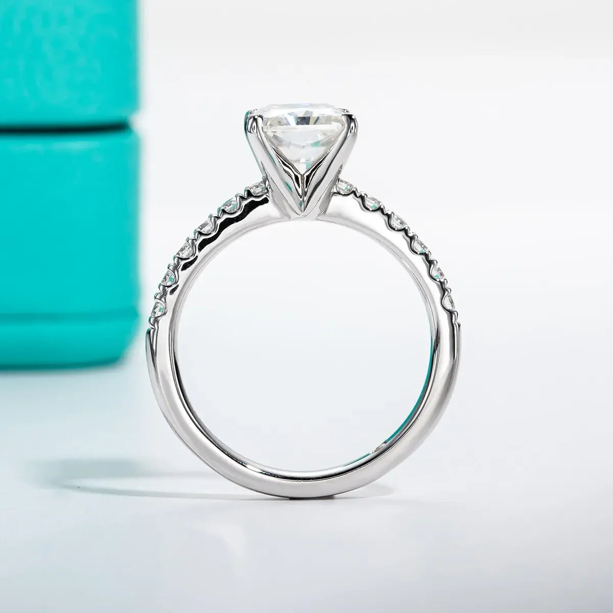 LUX 3ct D Color Radiant Cut D Color Moissanite Ring