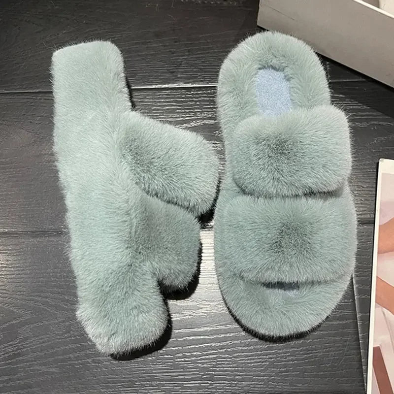 Fluffy Platform Slippers