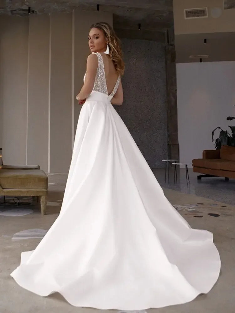Satin Boho Wedding Dress