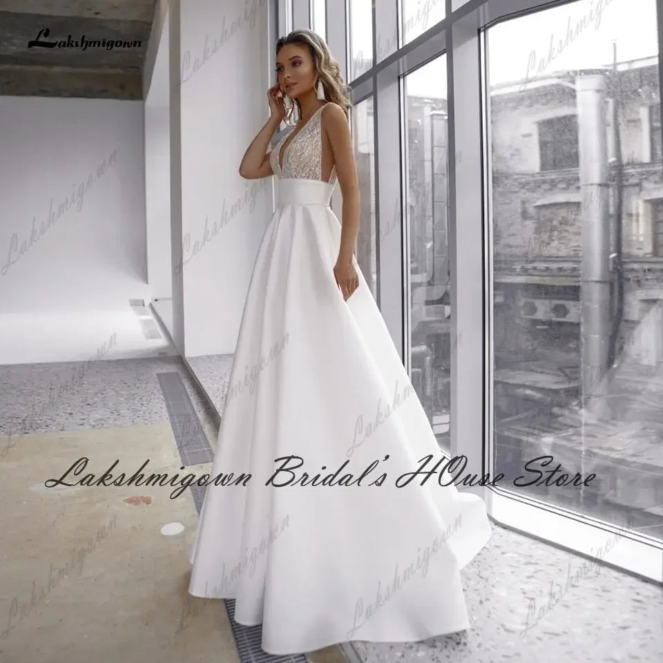Satin Boho Wedding Dress