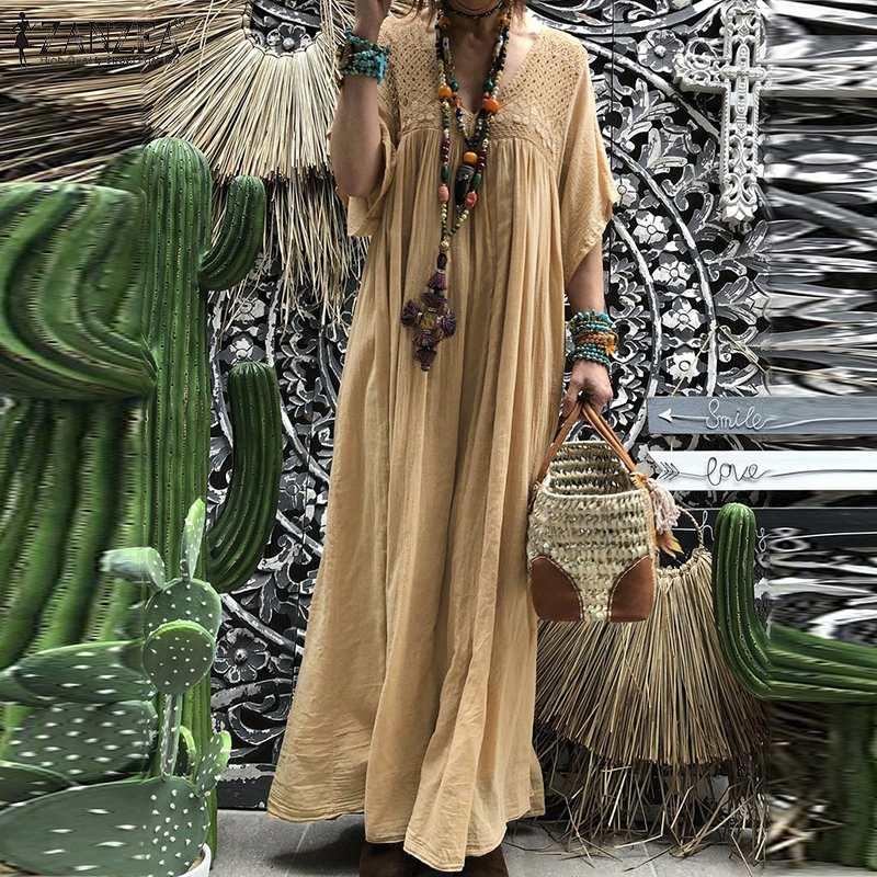 Vintage Boho Flare Sleeve Maxi Sundress - LUXLIFE BRANDS