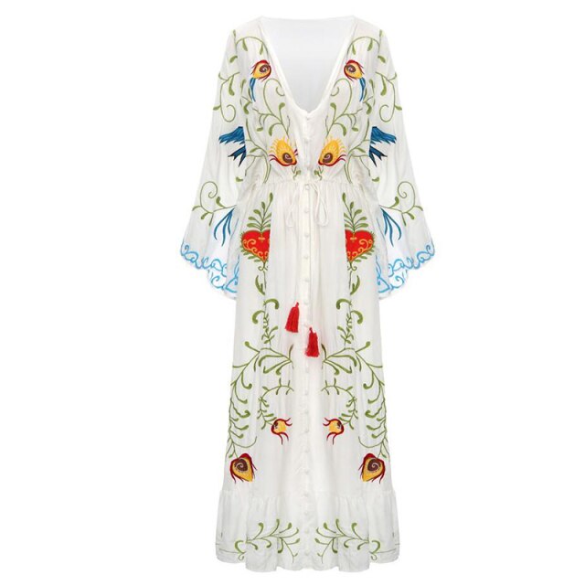 Jiji Boho Embroidered Maxi Resort Dress