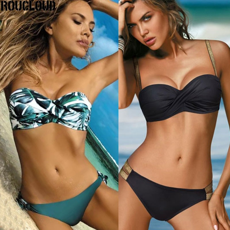 Island Vibe Bandeau Bikini + Detachable Straps - LUXLIFE BRANDS