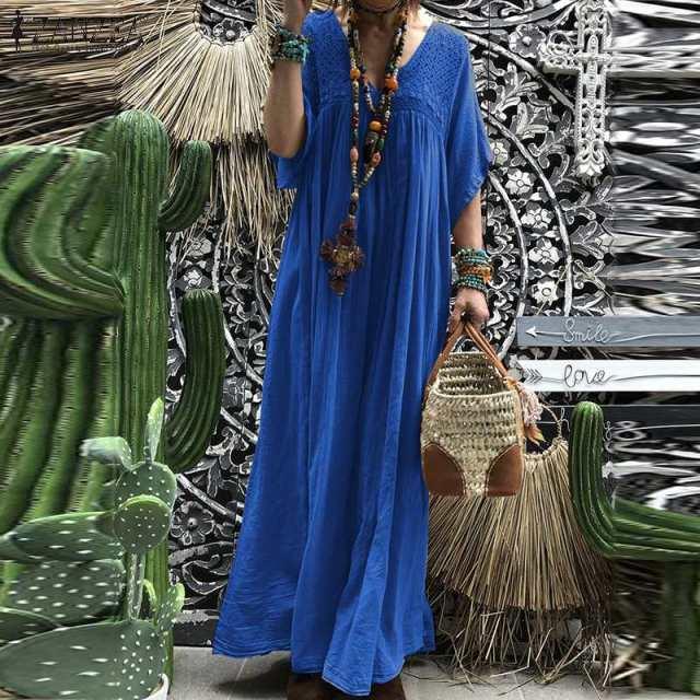 Vintage Boho Flare Sleeve Maxi Sundress - LUXLIFE BRANDS