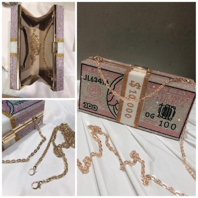 Luxury Novelty Crystal Money Handbag