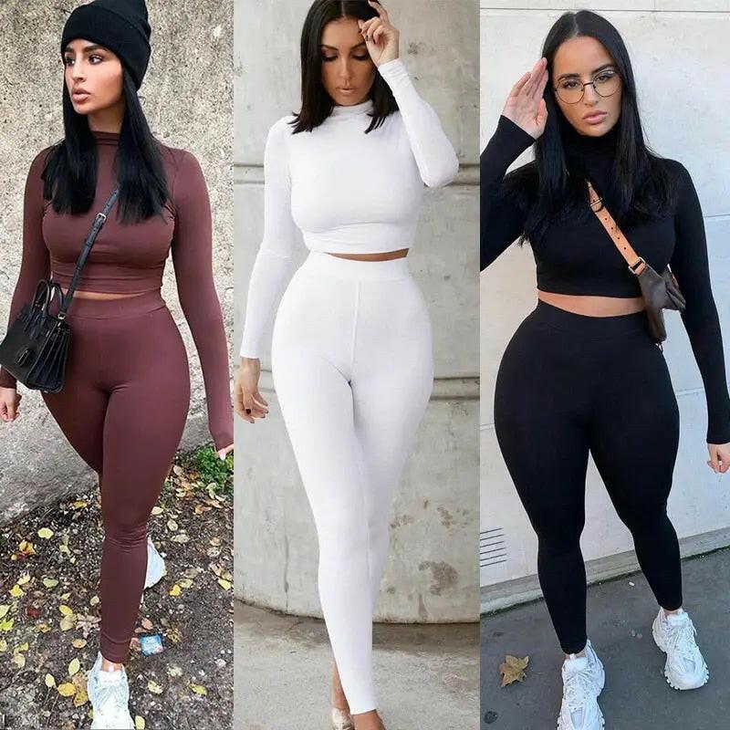 Long Sleeve Top + High Waist Leggings Set - LUXLIFE BRANDS