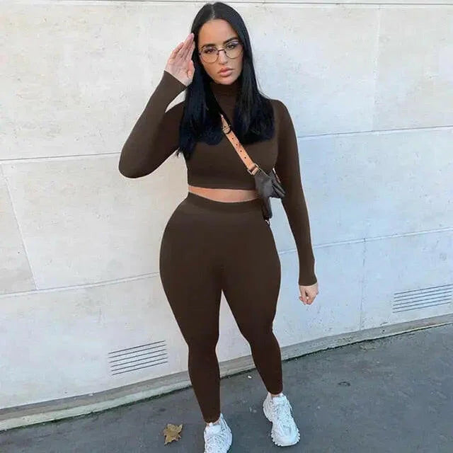 Long Sleeve Top + High Waist Leggings Set - LUXLIFE BRANDS