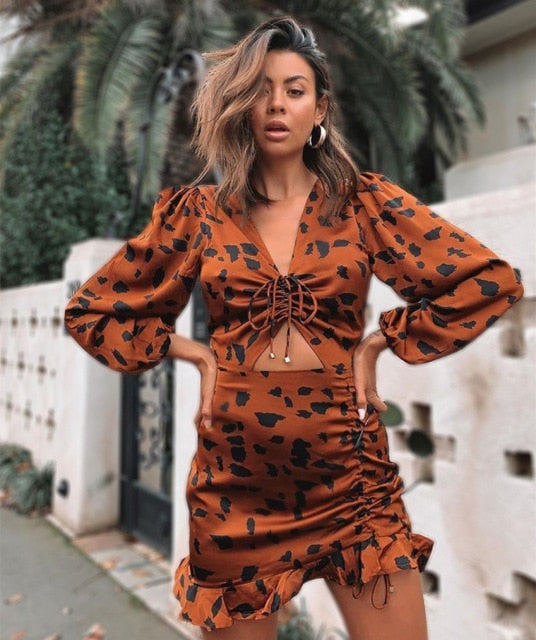 Ruffled Up Leopard Print Dress