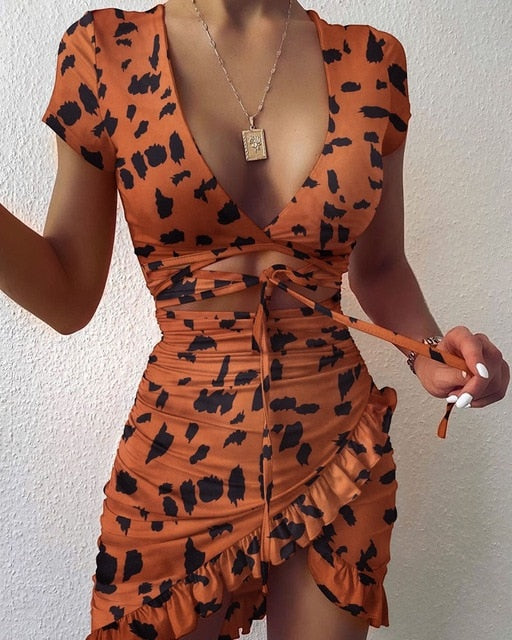 Ruffled Up Leopard Print Dress